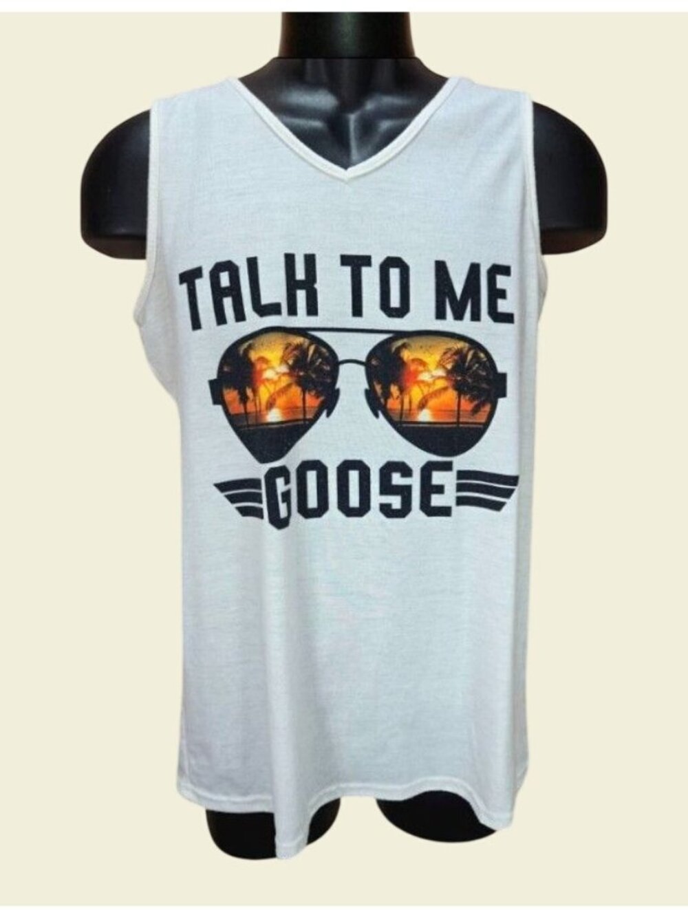 Talk To Me Goose Womens White Tank Top Large